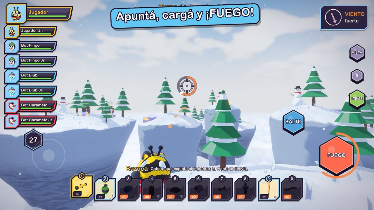 Apuntando en la nieve